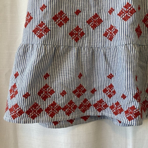 Club Monaco Skirt Blue White Striped Red Embroidered Size Medium 100% Cotton - Picture 3 of 10